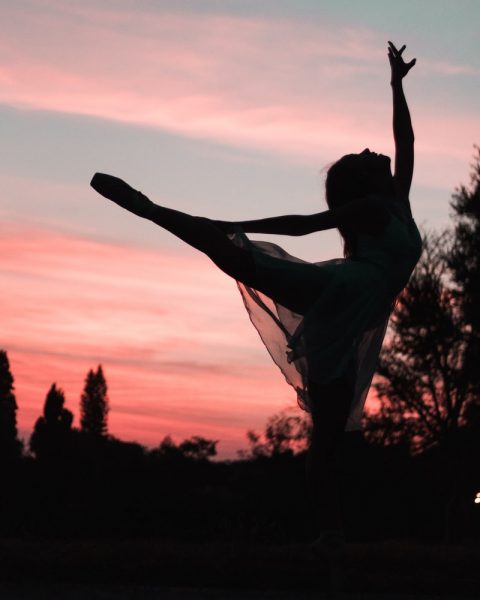 silhouette of woman standing on hammock during sunset