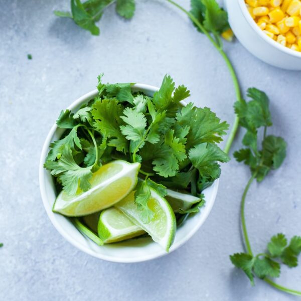 sliced lime in white ceramic bowl