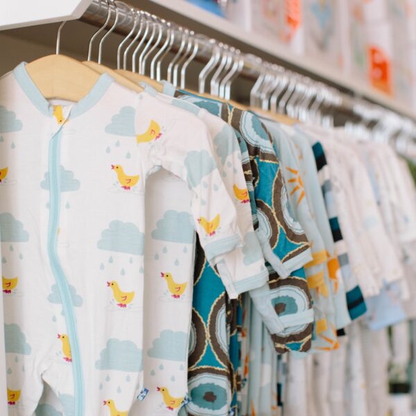 white and blue floral crew neck t-shirt